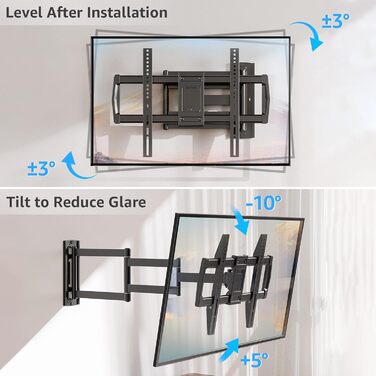 Кріплення для телевізора MOUNTUP 962mm з подовженою ручкою для телевізорів 42-75 дюймів (до 45 кг), поворотне та нахильне, VESA 600x400mm, EU0047-L