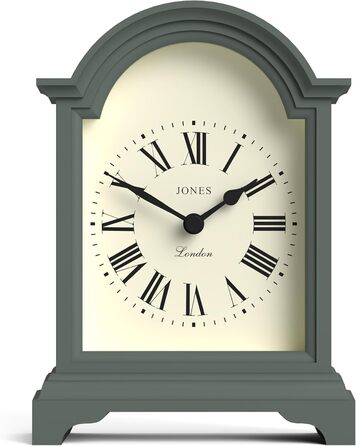 JONES CLOCKS® Bistro Table Clock | Classic Arch Design | White | Timeless style for desk, table, shelf or nightstand (Green)