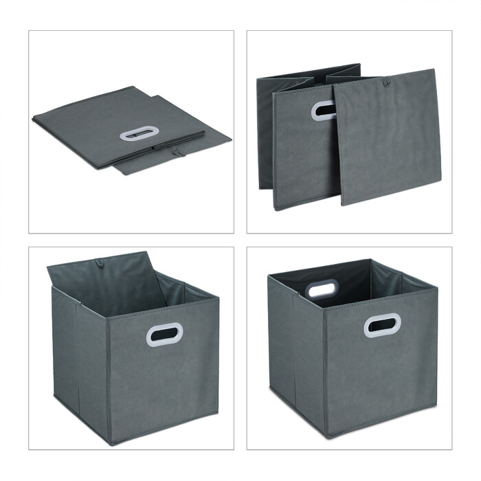 Set of 4 Grey Storage Boxes