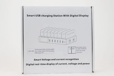 Зарядний пристрій Schnellladestation PD20W QC3.0 7-в-1 з LCD-дисплеєм, Multi-USB, для iPhone, iPad, Samsung, Huawei - Чорний