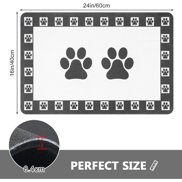 Килимок для тварин, надпоглинувач, для собак та котів, з неслизьким гумовим дном, швидковисихаючий, миючий, 40 x 60 см, 2 пари принтів лап, з точками