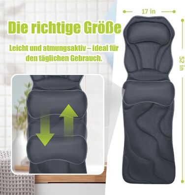 Подушка для ванни Vollkörper для тіла, спини, голови та шиї - комфортне та швидковисихаюче сіре подушко для ванни