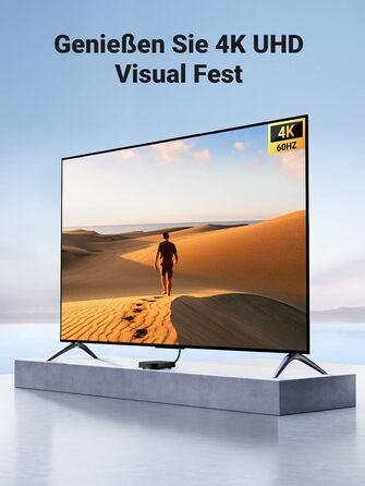Кабель HDMI UGREEN 4K 60Hz UHD 2.0 з ARC, HDR, 3D, 18Gbps, Ethernet, позолочений, 2 метри