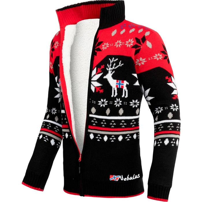 Чоловіча в'язана жилетка Nebuus SVERRE, тепла та практична жилетка (S, чорно-червоний)