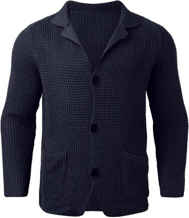 Чоловіча в'язана жилетка-кардиган Trachten, без капюшона, для активного відпочинку, тепла на зиму, під джинси та чиноси (S, темно-синій)