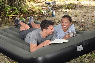 Надувне ліжко Bestway TriTech з вбудованим акумулятором та насосом Double XL, 203 x 152 x 30 см, сірий колір