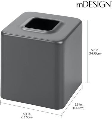 mDesign Square Tissue Box Cover, Steel, Modern Facial Tissue Holder for Bathroom, Vanity, Bedroom, Dresser, Desk, Office, and Tables – Unity Collection – Marble
