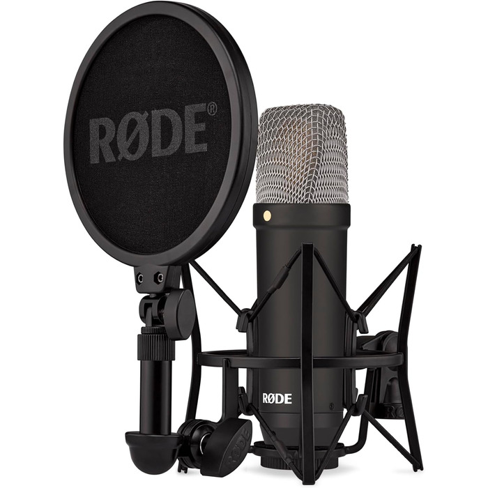 Мікрофон RØDE NT1 Signature Series: конденсаторний, з поп-фільтром, XLR-кабель для запису вокалу, музики, стрімінгу та подкастингу, чорний