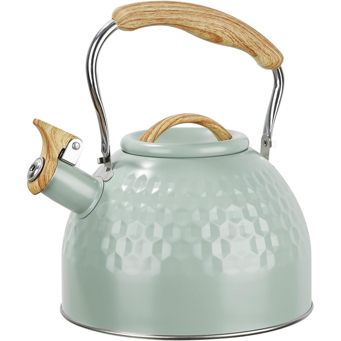 BEZORR Чайник-свисток з нержавіючої сталі, 3 літри, Ретро дизайн, для плити, індукції, газової, керамічної