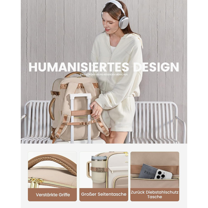 LOVEVOOK Рюкзак ручної поклажі, 40L, для ноутбука 17