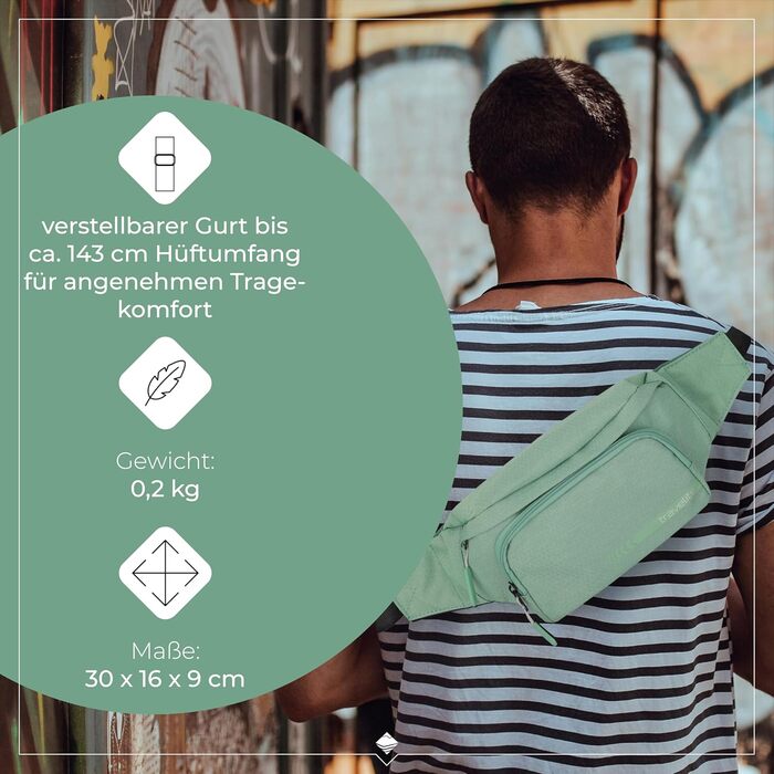 Чоловіча поясна сумка Travelite Kick Off, 30 см, 5 л (Salbei)