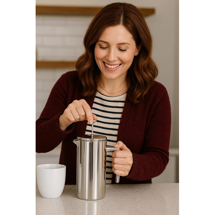 Френч-прес VIA CREMA зі скла та нержавіючої сталі, 800/1000 мл