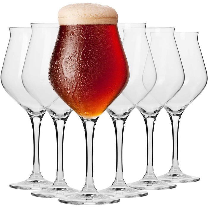 Krosno Bier-Tulpen Beer Glasses | Tasting Glass | Set of 6 | 420 ML | Avant-Garde Collection | Perfect for Home and Parties | Dishwasher Safe
