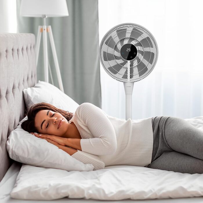 Вентилятор Cecotec EnergySilence 1030: 28W, DC-двигун, 24 швидкості, 3 режими, осциляція, тиха робота, регулювання висоти, 10 лопатей, білий