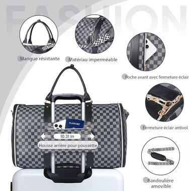 Сумка-трансформер для подорожей 50 л, 2-в-1 з водонепроникним взуттям та системою проти зминання – для жінок та чоловіків, ідеальна для ділових поїздок та відпочинку (Чорна)