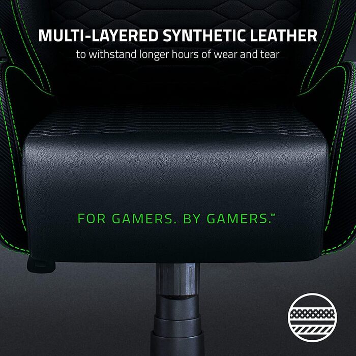 Ігрове крісло Razer Iskur X, ергономічне, багатошарова екошкіра, піна високої щільності, чорний/зелений