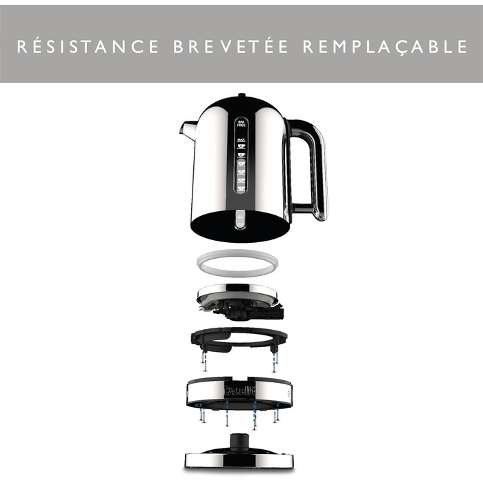 Електричний чайник Dualit Classic з нержавіючої сталі, 1.7л, 3kW, з фільтром для води, чорний