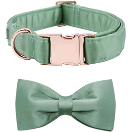 Нашийник для собак Lionet Paws з метеликом - комфортний шовковий нашийник зеленого кольору для маленьких собак, знімний метелик, розмір S (1 шт.), колір: трав'яний