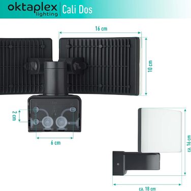 Oktaplex Cali Dos Outdoor Lamp, Swivel/Tiltable, 3000K Warm White, 40W Wall Lamp, IP65 LED Outdoor Steel, White, 230V Outdoor Light (Anthracite)