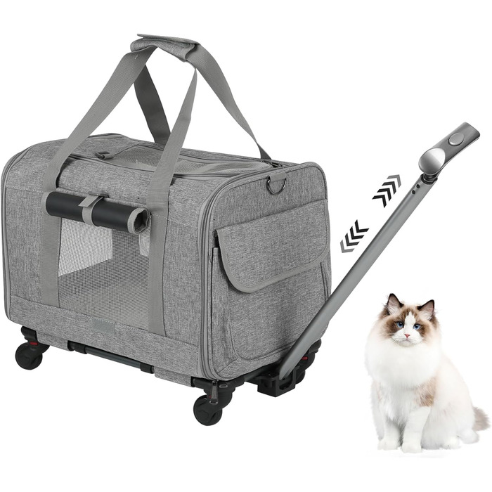 Великий переносний вольєр для котів на колесах, сумка-переноска для котів, 3 в 1 для собак, сумка на плечі, візок для собак, переносний вольєр для тварин, сірий