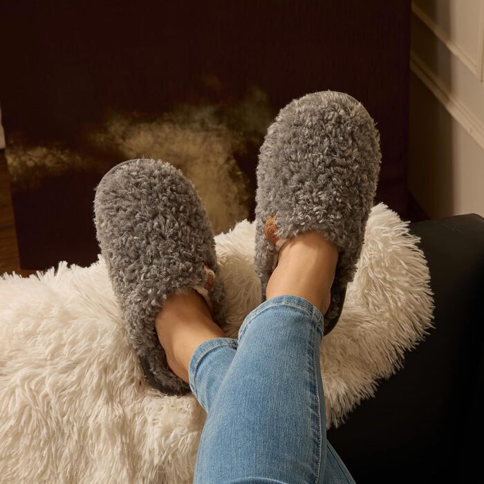 Жіночі зимові домашні капці Hausschuhe з ефектом пам'яті (Memory Foam), теплі та м'які, сірі, розмір 38.5/40 EU