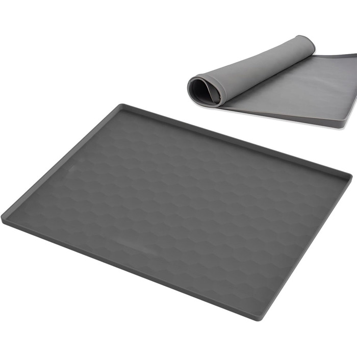 Килимок для годування собак, вологостійкий килимок під миску для тварин, великий силіконовий килимок 50 x 60 см з бортиком, захист від бруду, килимок для цуценят