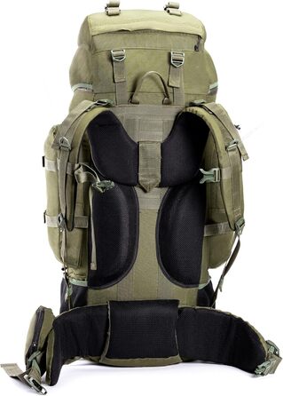 Tripole Rucksack from the Colonel Series with Internal Frame - Featuring Detachable Daypack and Rain Cover (95 Liters, Olive Green)