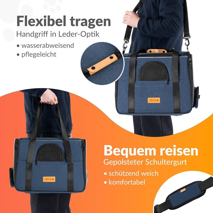 Транспортна переноска для котів до 20 кг, складна, з сонце- та водонепроникним дахом, плечовим ременем та мискою, дихаюча, комфортна, з обертовим подушкою, переноска для котів/собак, авто (блакитна)