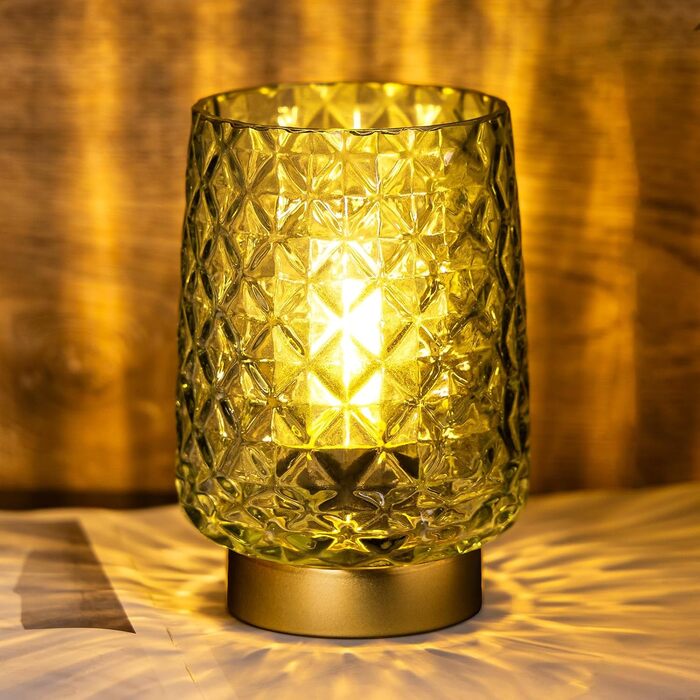 LED настільна лампа MJ PREMIER: акумуляторна, сенсорне керування, регулювання яскравості, скло, USB зарядка, аварійне освітлення (зелена)