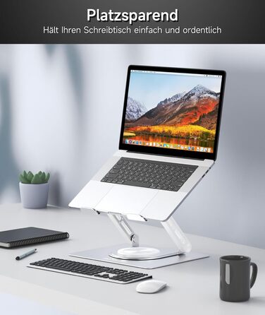 Adjustable Laptop Stand for Desk - 360° Rotating Base, Ergonomic Riser for MacBook Pro/Air, HP, Dell, Lenovo (10-17 inch)