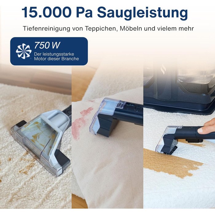 Samako Teppichreiniger Polsterreiniger: компактний ручний пристрій для чищення килимів та м'яких меблів, 400W, 2 великі резервуари для води, підходить для всіх типів тканини