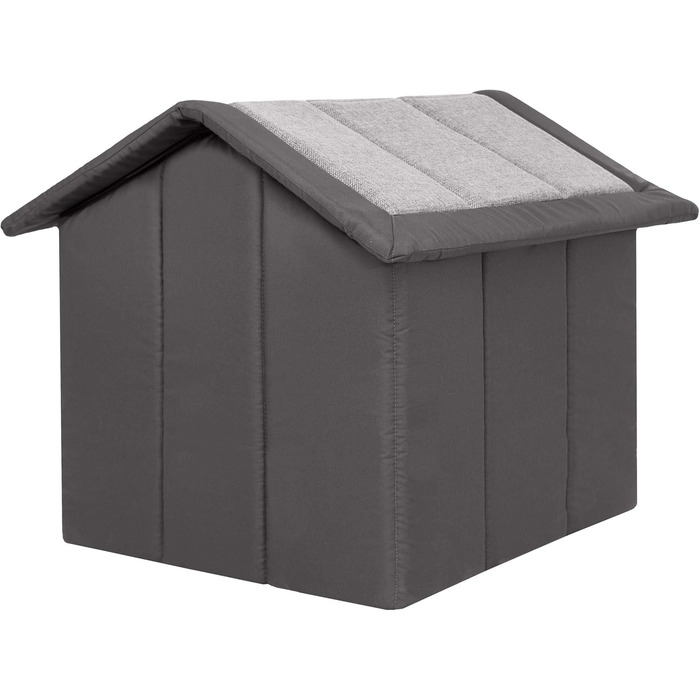 Будинок для собак та котів середнього розміру - знімний дах, для дому - сірий з графітом, 60 x 55 x 60 см [R4 / XL]