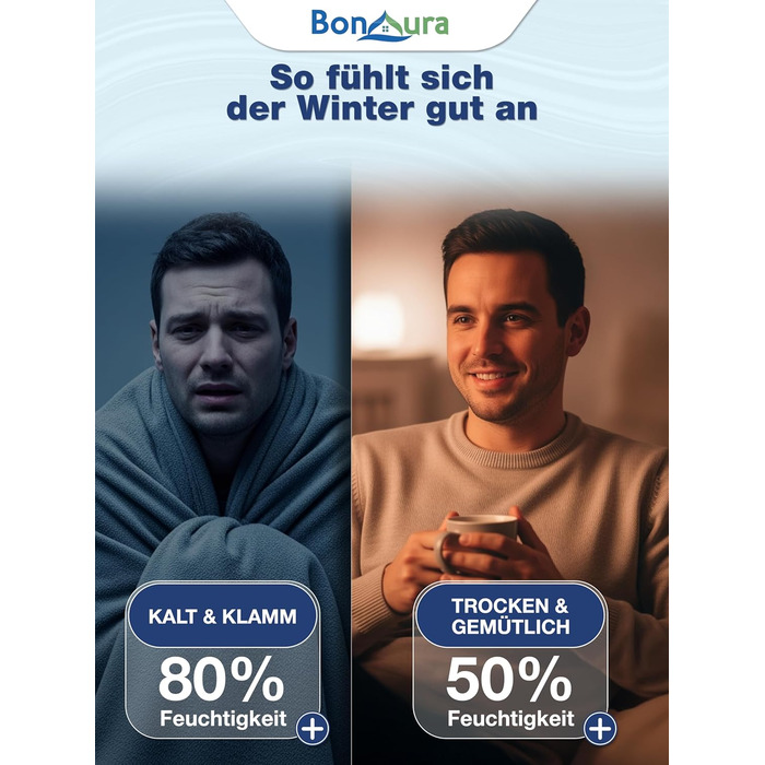 Електричний осушувач повітря BonAura® 10L з LED дисплеєм, таймером та авто-режимом - для підвалів та приміщень до 40м³ - допомога від плісняви