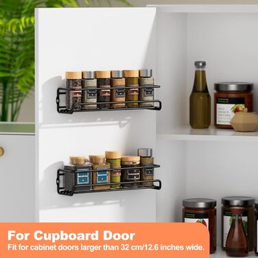 Настінна полиця для спецій, 2 шт. Організатор для спецій без свердління, металевий тримач для спецій з кріпленням на липучках та гвинтами, для кухонної шафи та комори