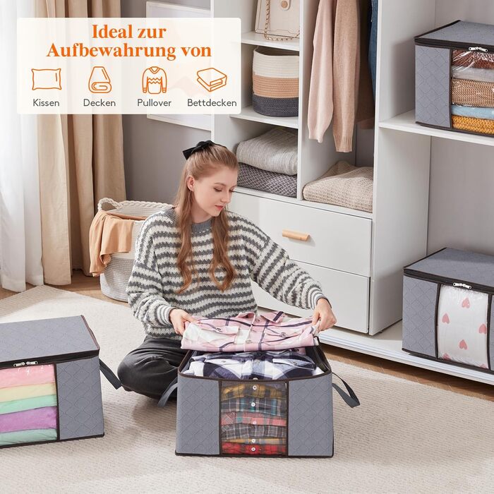 Органайзер для зберігання речей Lifewit - коробка для під ліжко, сірий (4 шт, 50л)