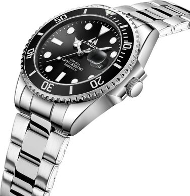 Годинник чоловічий LENQIN з нержавіючої сталі, водонепроникні, аналогові, кварцові, з датою, світні, модні, повсякденні годинники для чоловіків, срібно-чорний