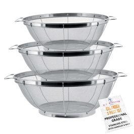 Набір сит з нержавіючої сталі U.S. Kitchen Supply (3 шт) - 27.9 см, 24.1 см, 4 квари, 21.6 см 3 квари - для миття, пропарювання, варіння