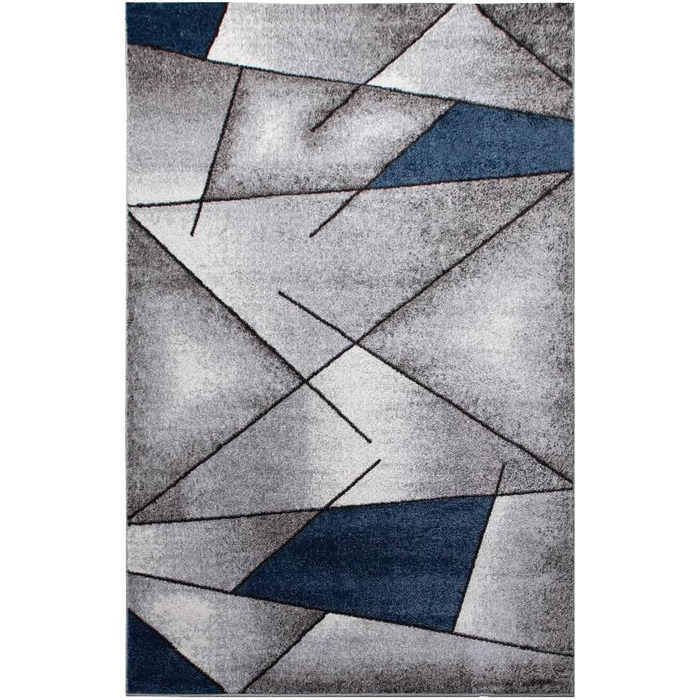 Теппих oKu-Tex для вітальні [80x150 см] з м'яким коротким ворсом - кольоровий килим для вітальні - сучасний геометричний дизайн хвилястим малюнком - німецька якість (Блакитний, 200 x 290 см (Прямокутний))