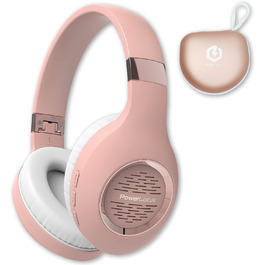 Навушники PowerLocus Bluetooth Over-Ear, бездротові, складні, з мікрофоном, Hi-Fi, глибокий бас, для телефону, планшета, ПК (Rose Gold Deep)