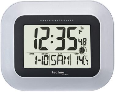 Technoline WS 8016 Modern Digital Radio Wall Clock with Temperature Display, Plastic, White, 225 x 143 x 24 mm WS8016WEISS (White, Bundle with Radio Wall Clock)
