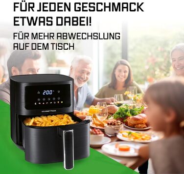 Фритюрниця повітряна Gourmetmaxx AirGenius 9 л з 2 відсіками | 8 програм | Сенсорний дисплей | Для 8 осіб