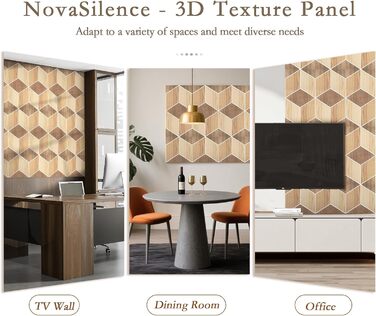 Акустичні панелі JBER (12 шт), самоклеючі звукопоглинаючі 3D-панелі для стін, декоративні гексагональні панелі для студії, офісу та дому, 30×30×1 см, колір: світлий горіх