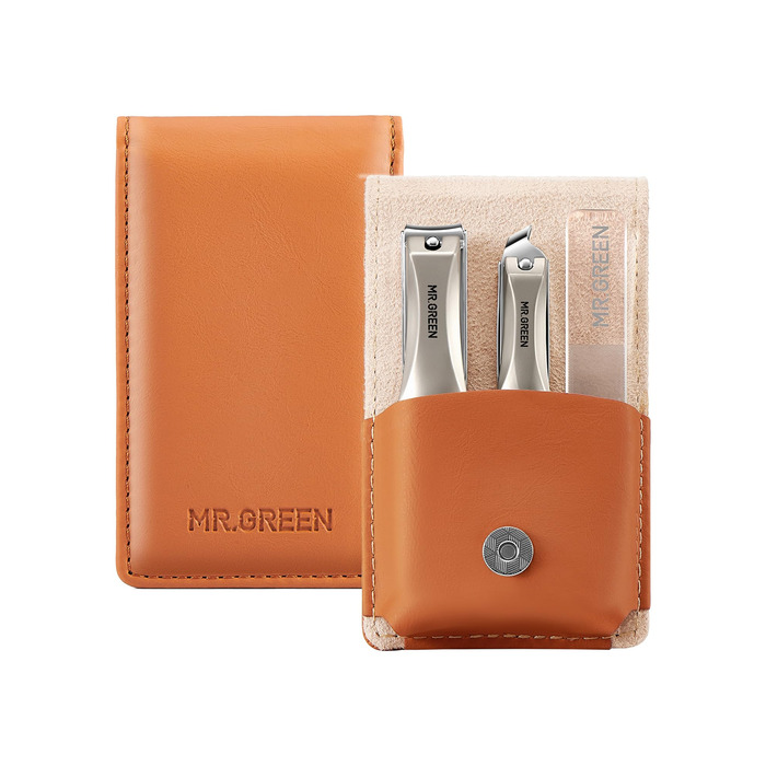 Набір для манікюру Mr. Green 3шт: кусачки, пилка, кусачки з захистом від бризок та кейс, професійний набір для чоловіків та жінок