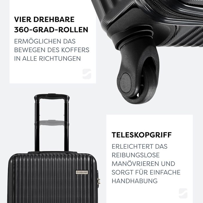 Набір валіз 3 шт: ручна поклажа, середній та великий кофр з ABS, чорний. Набір валіз з ABS, 3 шт.