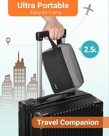 Чоловіча дорожня туалетна косметичка, водонепроникна, з кишенею для гоління та ручкою, органайзер для косметики, спортзал, душ, ванна кімната, подарунок для чоловіків, чорно-сіра