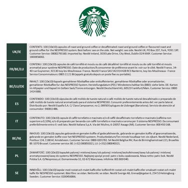 Капсули для кави Starbucks House Blend суміш для Nespresso, середнього обсмаження, капсули 10 x 10 (100 капсул) 10 г (10-ка)