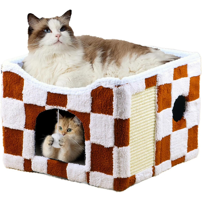 Кішка Будиночок-Печера ERNAN з подряпувачем та іграшкою, червоний, S