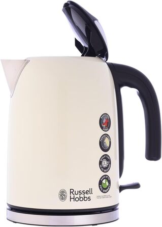 Електричний чайник Russell Hobbs 1.7л, 2400W, Edelstahl Creme, з функцією швидкого кип'ятіння, фільтр від накипу, оптимальна виливна горловина, індикатор рівня води