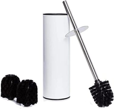 Щітка для унітазу Bamodi з тримачем – силіконова, з довгою ручкою та жорсткою щетиною для ретельного прибирання, ідеальна для ванної кімнати та гостьового туалету (білий)
