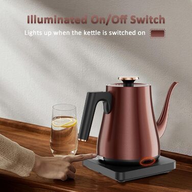 Електричний чайник Schwswanenhals 1.0L, ретро-дизайн, нержавіюча сталь, 1000W, автоматичне відключення, захист від перегріву, BPA-free, колір: темна мідь